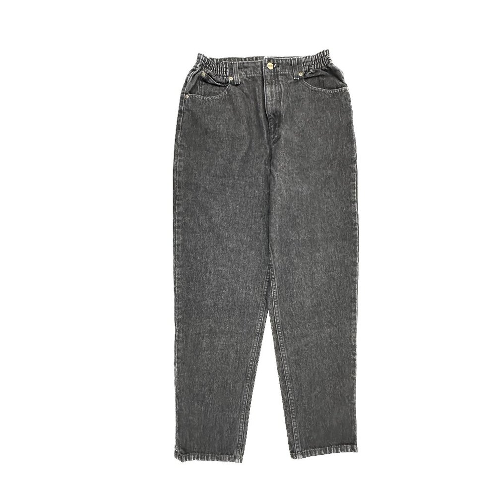 L.L. Bean Side Elastic Straight Leg Women's size 12 Black‎ Denim Jeans